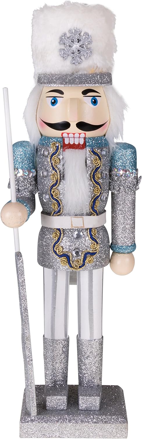 Nutcrackers - Clever Creations Snow King 14 Inch Traditional Wooden Nutcracker, Festive Christmas Décor for Shelves and Tables