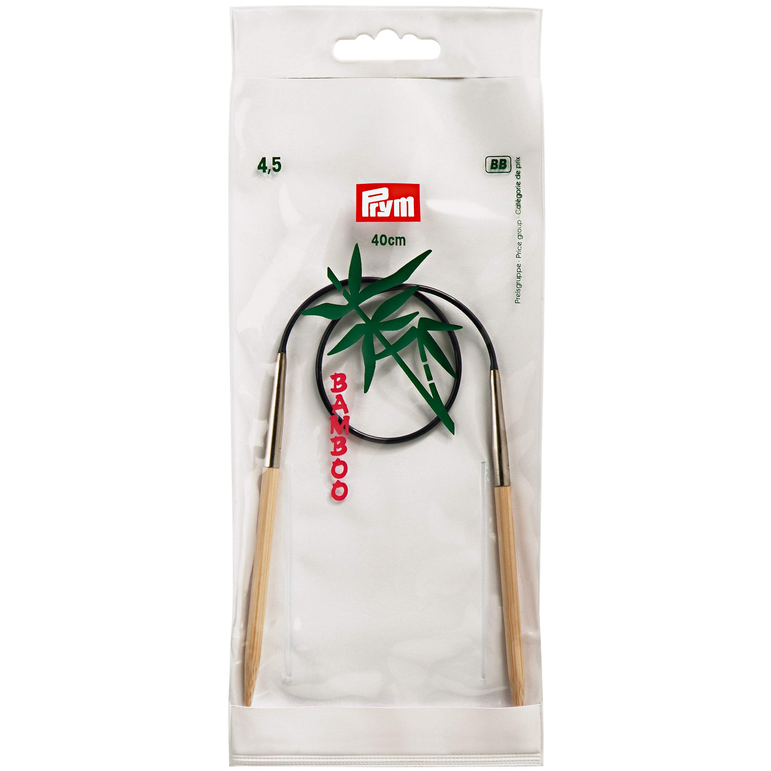 Prym 40 cm x 4.50 mm Circular Knitting Pins, Bamboo