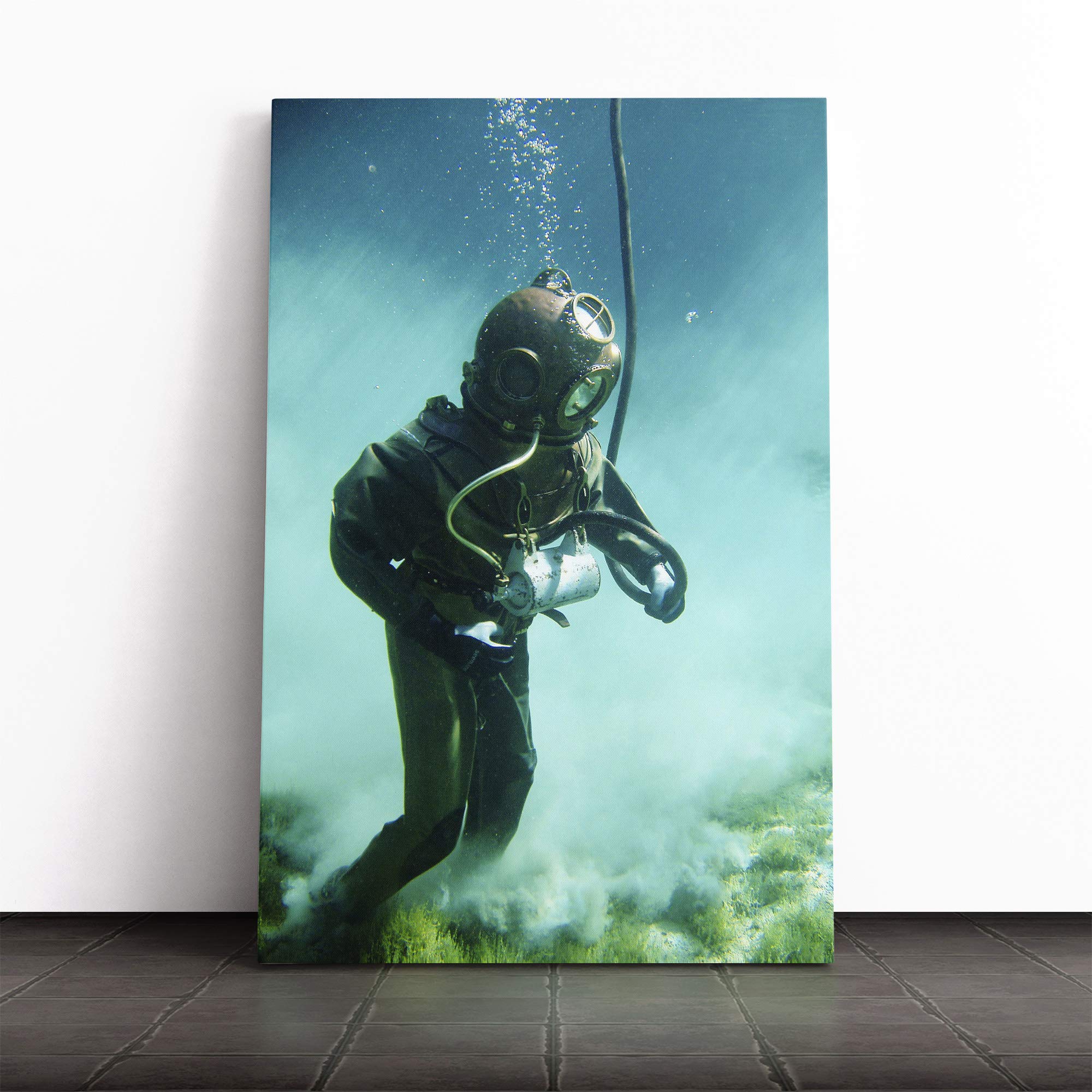 Scuba Diving Canvas Print | Gallery Wrapped 30mm Frame Wall Art | 20x14 inches | Ready to Hang | Modern Picture | Living Room Bedroom Lounge Office