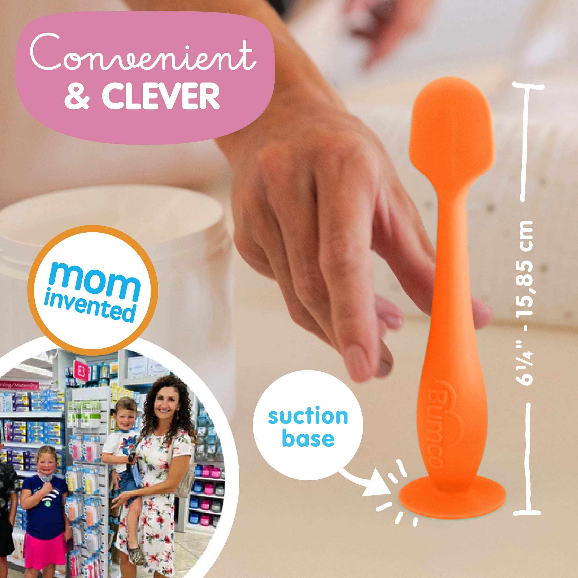 Bumco Diaper Cream Spatula (2-Pack) - BPA-Free Diaper Bag Essentials, Soft & Flexible Butt Spatula Baby, Mom-Invented Butt Paste Spatula, Diaper Cream Applicator, Bumco Baby Bum Brush, Diaper Spatula