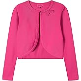 Girls' Cropped Long Sleeve Knitted Bolero Cardigan with Bowknot Button Closure - Kids' Shrug Sweater Jacket Outwear