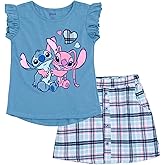Disney Lilo & Stitch The Aristocats Minnie Mouse Girls T-Shirt and Plaid Skirt Toddler to Big Kid
