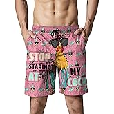 Mens Swim Trunks with Compression Liner Casual Funny Board Shorts Quick Dry Beach Swimwear with Pockets