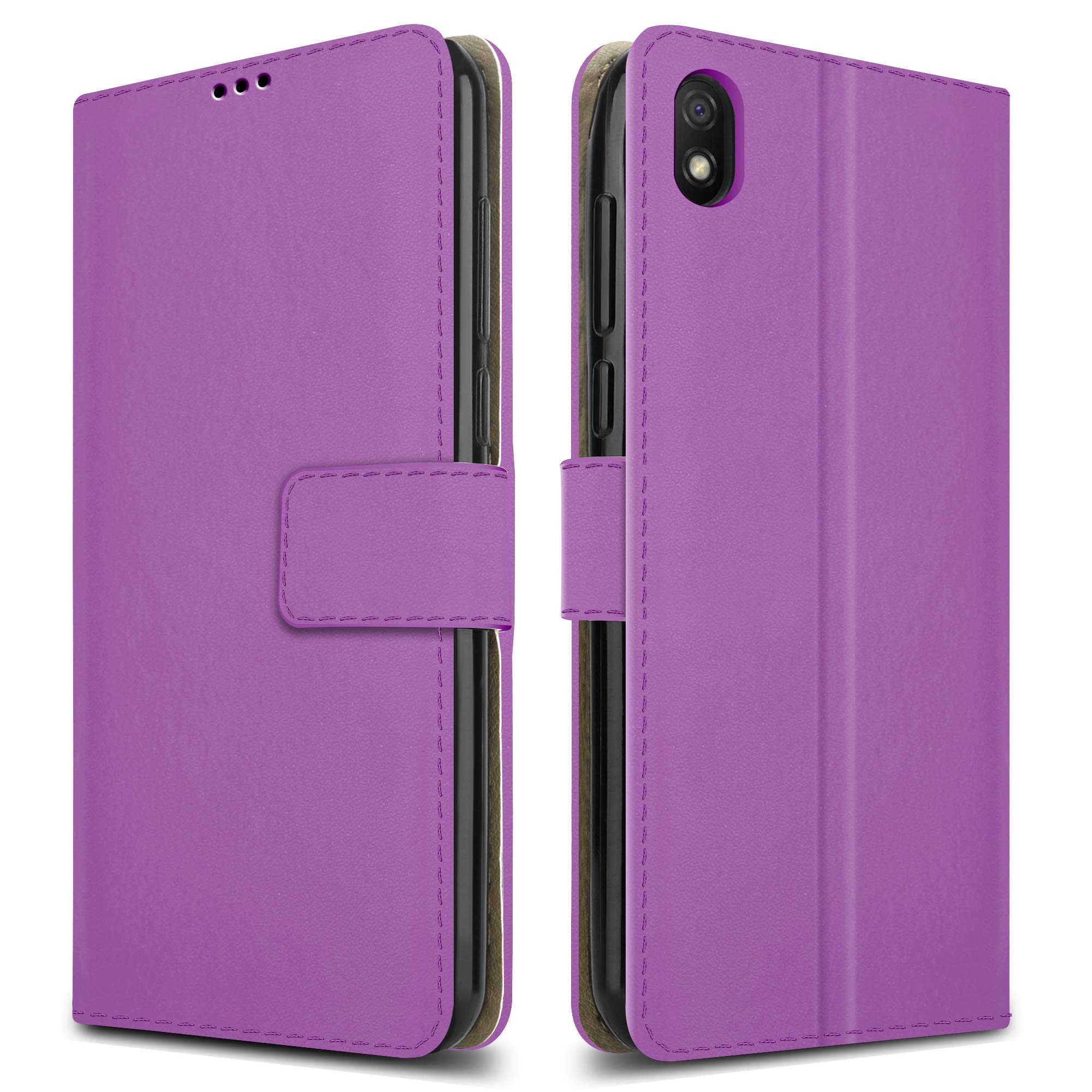 PIXFAB For Xiaomi Redmi 9AT / Remi 9A Leather Phone Case, Magnetic Closure Full Protection Book Folio Design, Wallet Case Cover [Card Slots] and [Kickstand] For Xiaomi Redmi 9AT (6.53") - Purple