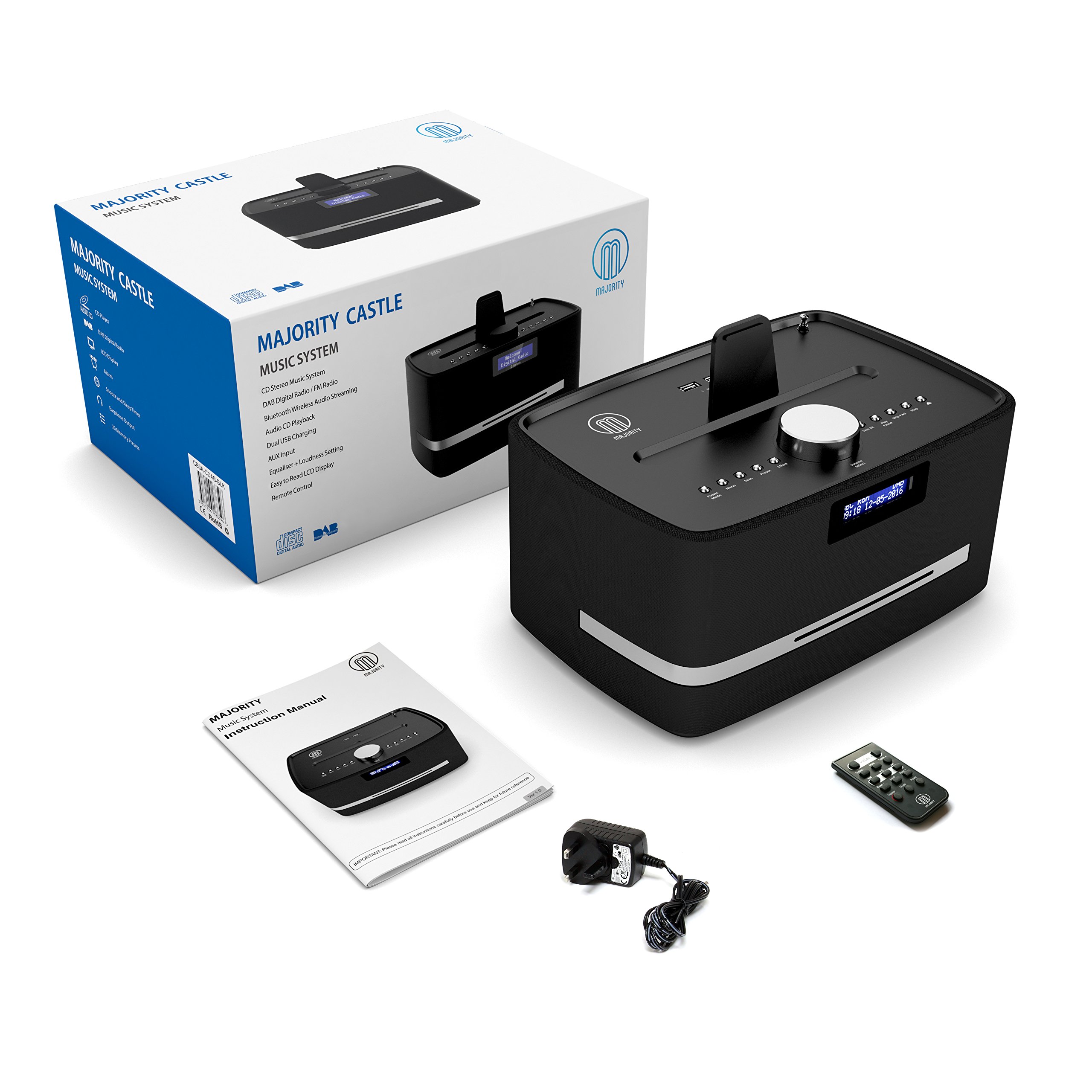 Majority Castle DAB/DAB+ Digital FM Radio Bluetooth Wireless CD