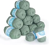 ilauke DK Yarn 12x50g Green Acrylic Crochet Knit Wool 1200m Soft