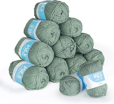 ilauke DK Yarn 12x50g Green Acrylic Crochet Knit Wool 1200m Soft