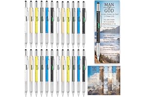 24 Sets 6 in 1 Multi Tool Pen Father Day Man of God Gift Christian Church Gifts for Men Bulk Bible Verse Bookmarks Screwdrive
