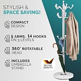 CASARIA Elegant Curved Coat Rack with Marble Base, 14 Rotatable Hangers, White view 2