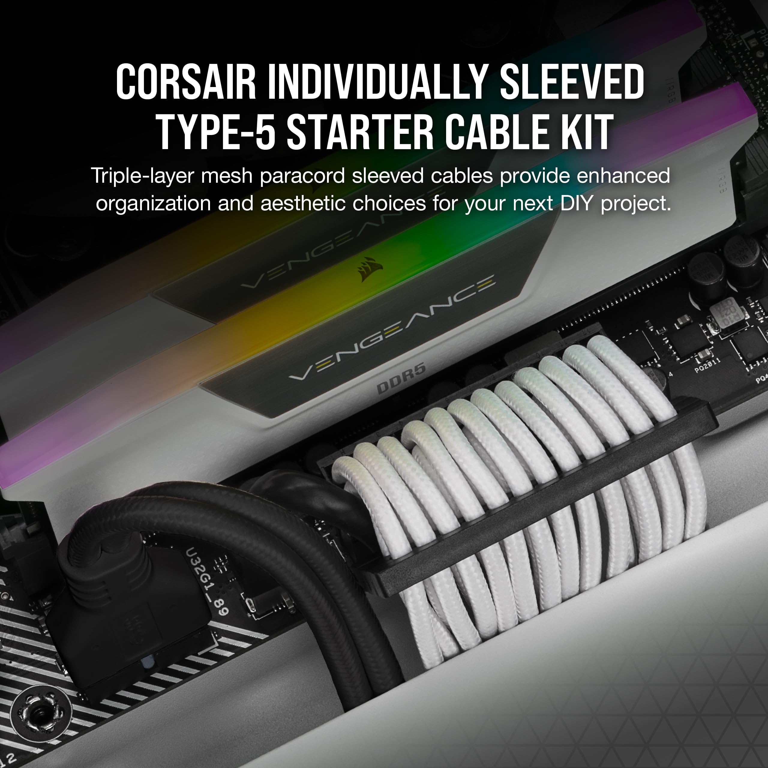 Corsair Premium Individually Sleeved Type-5 PSU Cables - Starter Kit - White