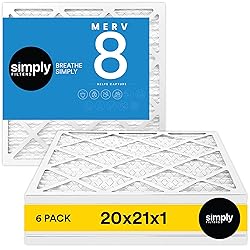 Simply 20x21x1 Air Filter, Merv 8, MPR 600, 6