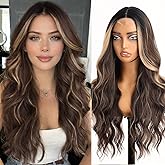AISI HAIR 【Beginner Friendly Wigs Mixed Blonde Wig for Women, Long Wavy Lace Hairline Blond Wig,Synthetic Blonde Wigs for Daily Party