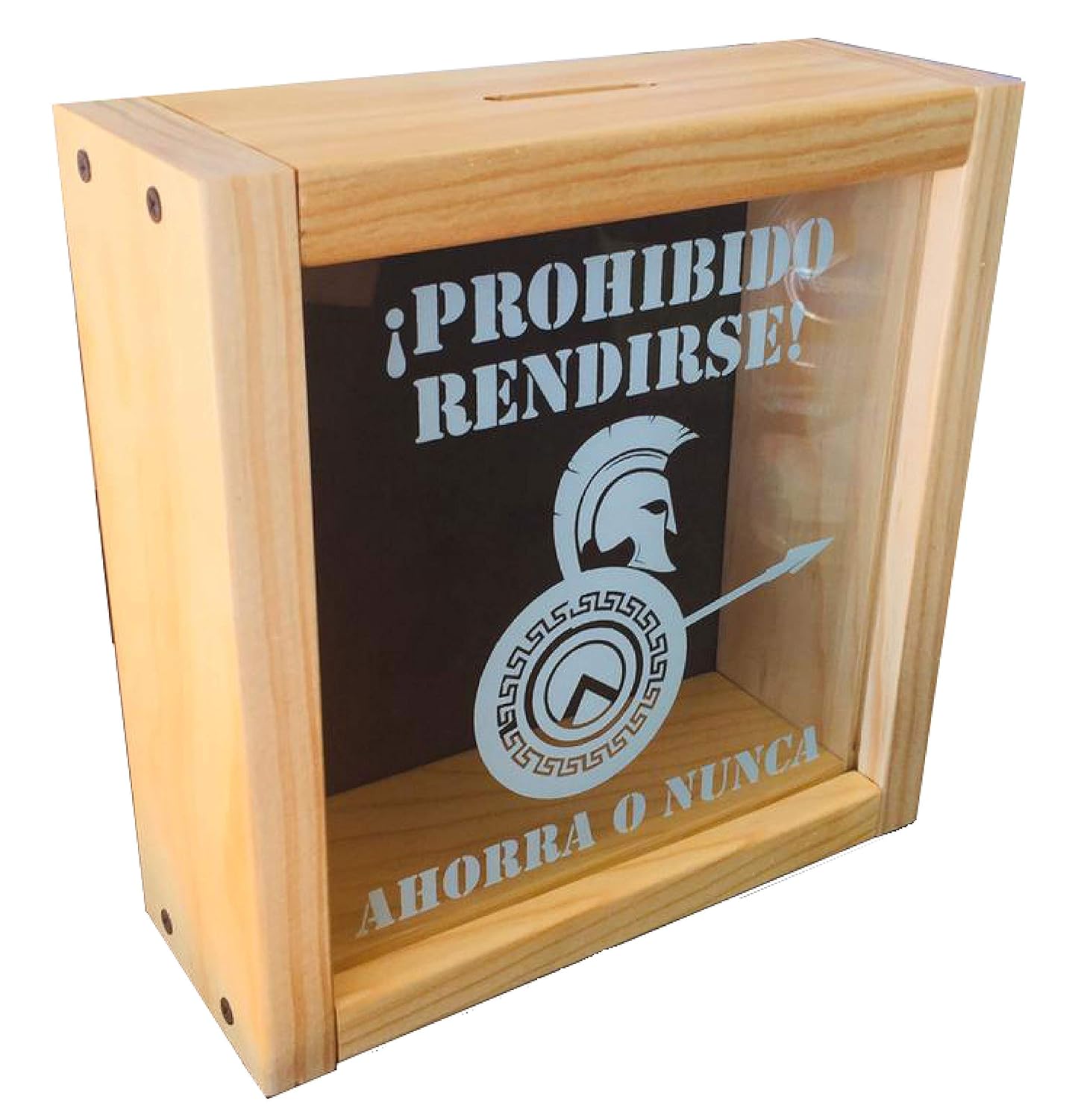 Alcancia de Madera y Cristal con Mensaje 20x20x7: Amazon.com.mx: Handmade