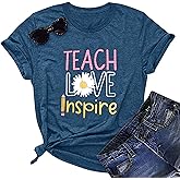 Women's T-Shirt Teaching Kindness Teacher Shirt Funny Short Sleeve Inspirational Graphic Tee Top
