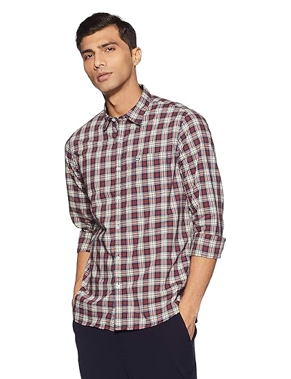 arrow sports men's checkered slim fit casual shirt