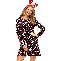 HDE Women's Plus Size Party Dress Ugly Christmas Sweater Long Sleeve Above  Knee Skater Dress Fun Holiday Xmas Swing Tunic Dear Santa Bring Wine