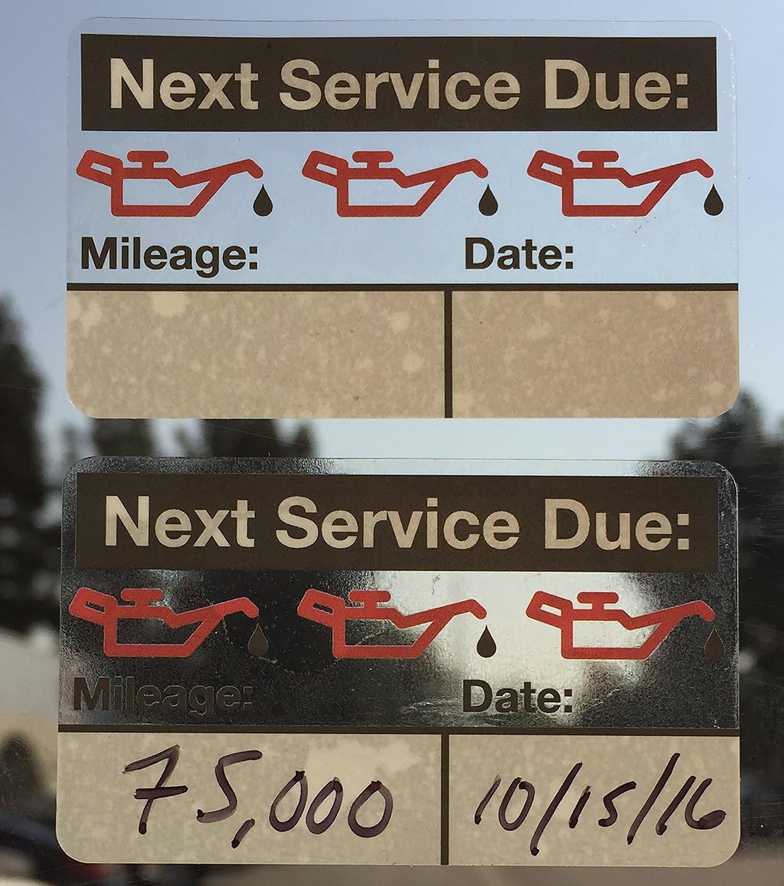 Static Cling Oil Change Reminder Static Cling Stickers (200+ Count) FREE Sharpie with order!