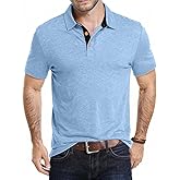 KUYIGO Men's Short Sleeve Polo Shirts Casual Tee Collared with Button Shirt