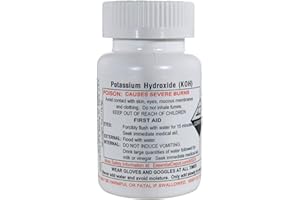 ESSENTIAL DEPOT Potassium Hydroxide Flakes KOH Caustic Potash Anhydrous Dry Electrolite - 4 oz Bottle - Food Grade - HDPE Container with resealable Child Resistant Cap…