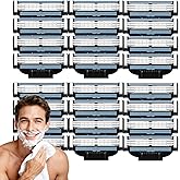 Precision Razor Blades 24Pcs Double Lubrication Strip Manual Razor Replacement Blades,Compatible with Mach 3 Razors Refills,Men's Manual Universal Shaver Blades