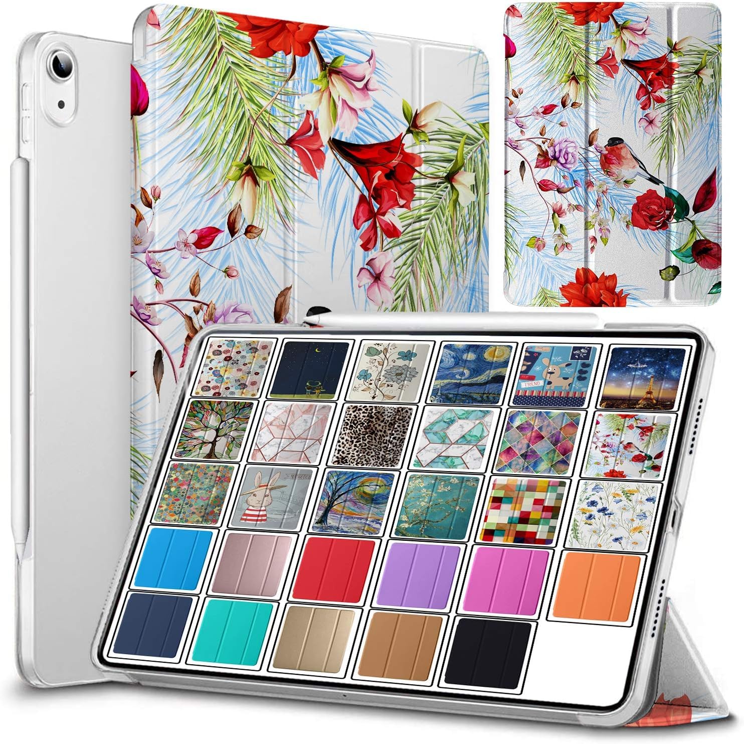 DuraSafe Cases for iPad 10.9 inch 10th Gen 2022 Hard Back Printed Case A2696 A2757 A2777 MPQ13B/A MPQ33B/A MPQ03B/A MPQ23B/A MPQ93B/A MPQC3B/A MPQ83B/A MPQA3B/A MQ6K3B/A - Birds & Flowers