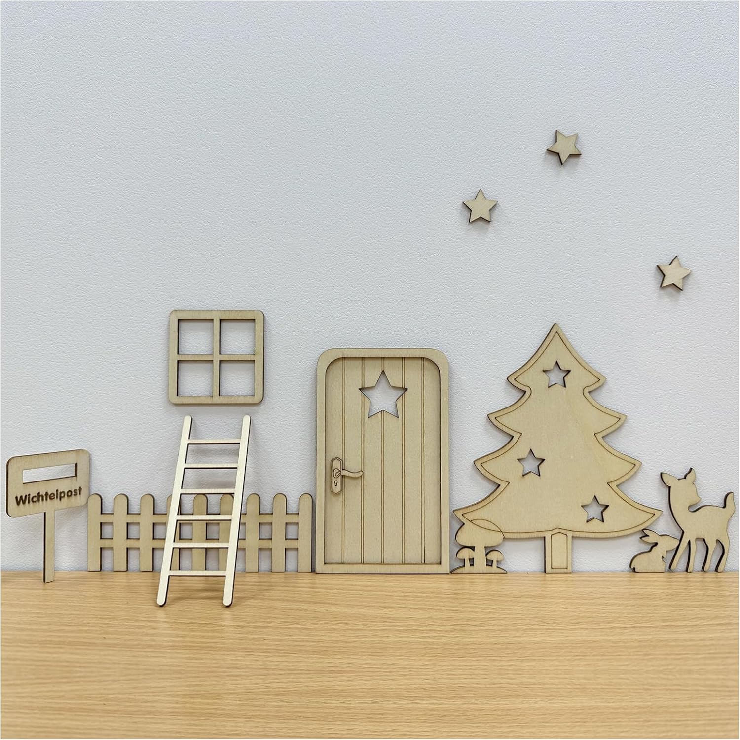 Tree Stands - 11 Pcs Christmas Elf Fairy Doors Kit Unpainted Wooden Fairy Door with Accessories Tiny Miniature Tooth Fairy Kit Elf Doors Set for Xmas Décor, Garden Outdoor Decoration for Child DIY Craft