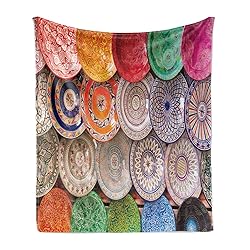 Ambesonne Moroccan Throw Blanket, Traditional