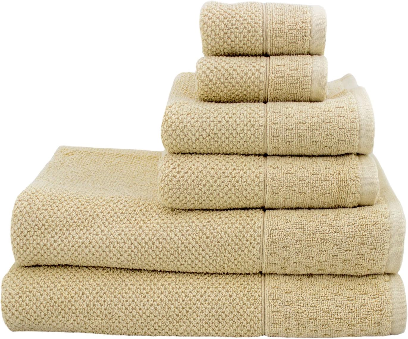 LUXURIOUS RICE WEAVE JACQUARD 6 PIECE COTTON TOWEL SETWHEAT Amazon.ca