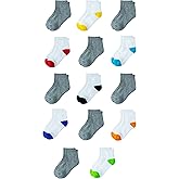 Amazon Essentials Unisex Kids and Toddlers' Cotton Ankle Socks for Boys Girls Toddlers, 14 Pairs