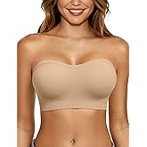 LetsJoli Push Up Strapless Bras for Women Supportive Bandeau Bra Non Slip Wireless No Underwire Padded Tube Bra