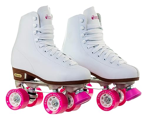 Chicago Classic Quad Roller Skates for Kids, Girls & Boys – Durable & Top Performance, Adjustable High-Top Boots for Safe Indoor/Outdoor Skates & Roller Derby–60mm PU Wheels & Semi-Precision Bearings