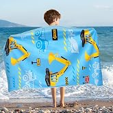 WERNNSAI Truck Kids Beach Towel for Boys, Quick Dry Swim Towel | 30"x 60&rdquo;Sand Free Microfiber Beach Towel for Kids, Personalized Toddler Pool Towel Bath Camping Travel Towel Beach Essentials