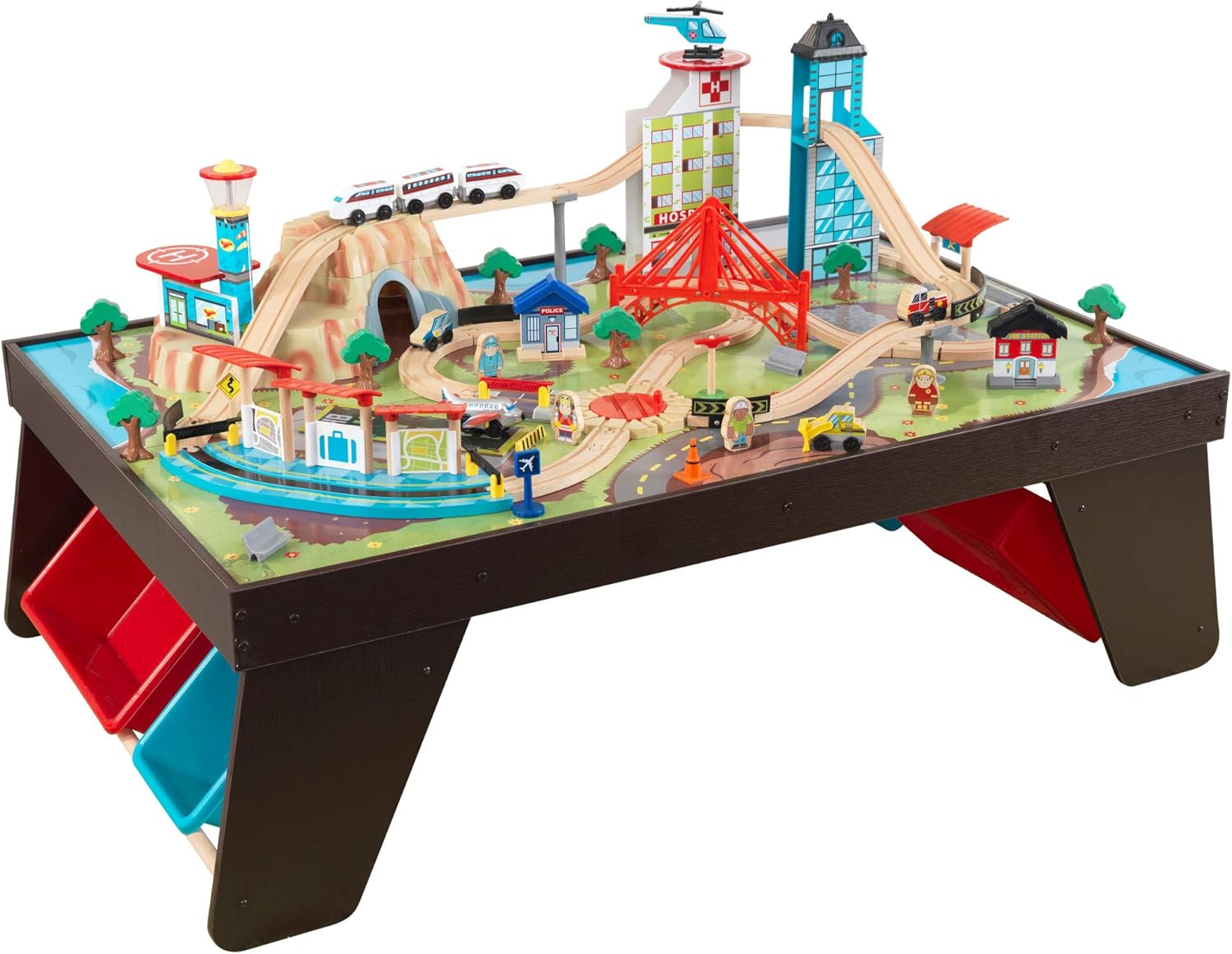 KidKraft Aero City Wooden Train Set 