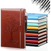 Estune 10 Pack Lined Journal Notebook A5 Tree of Life Hardcover Leather Journal with 10 Pen, College Ruled Notebook for Travel, Business, Work, Office, School Note Taking Diary(Vivid Color)
