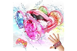 Tecnock Amphibious Remote Control Car Boat, 4WD Gesture RC Cars with Waterproof Remote Control, RC Stunt Car with LED Lights, Pool Toys for Kids Ages 8-12, Toys Gifts for Boys Girls