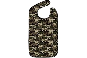 Classic Bib Designs Adult Bibs for Eating: Reusable with Crumb Catcher Pocket - For Men and Women