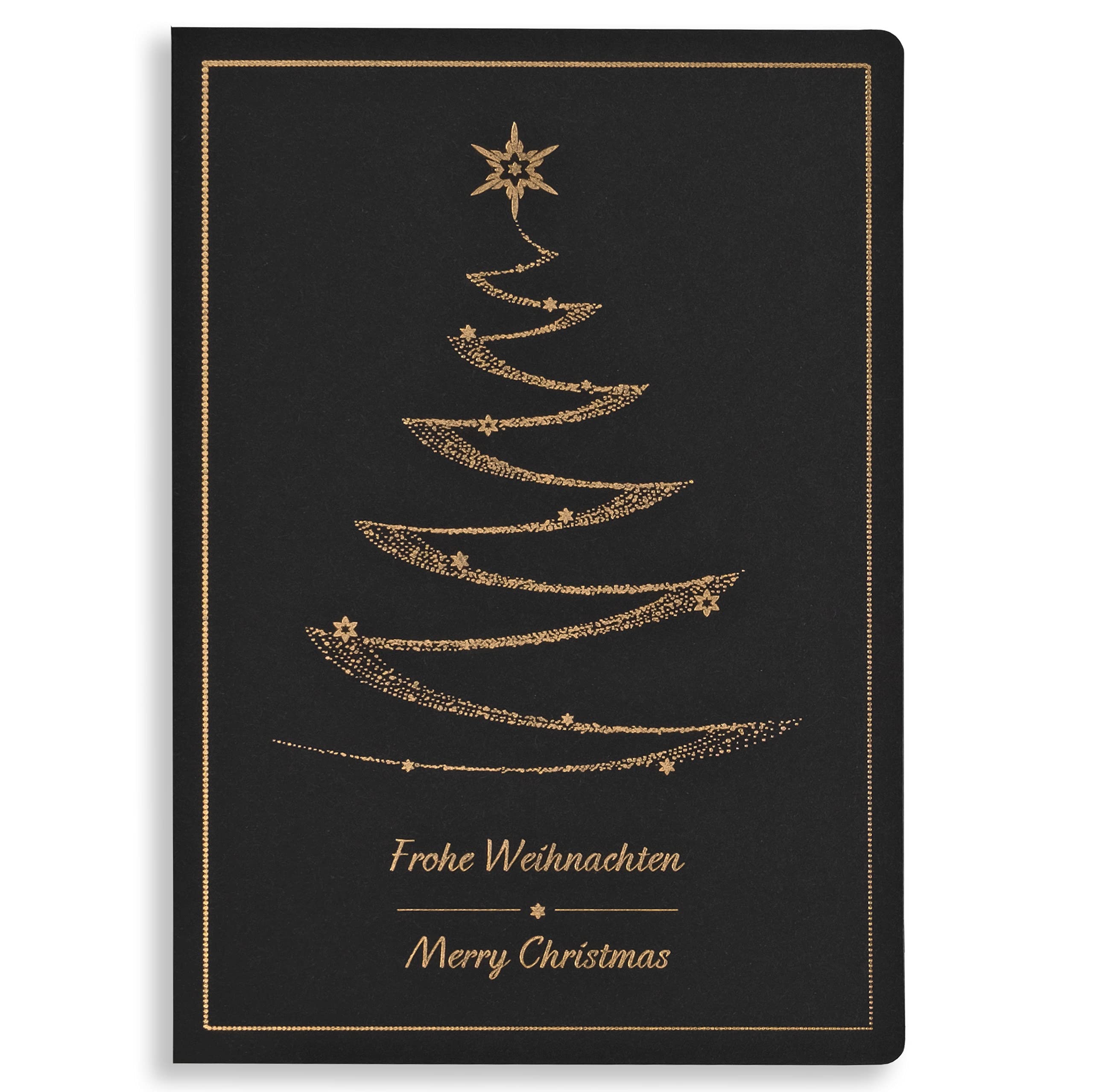 Art Nuvo Exclusive Christmas Cards No. 24 - Set of 10 same cards, 120 x 170 mm, gold plated and embossed Christmas motif - made from jewellery paper and colourful paper with inserts and