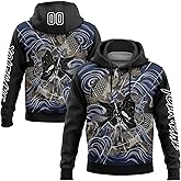 Otcassm Custom Men's Fishing Hoodie Personlized Flag Fish Pattern Hunting Pullover Hooded Sweatshirt Fisherman Hunter's Gift