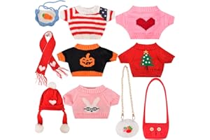 CHEZMAX Capybara Plush Toy Clothes & Accessories, 10Pcs Holiday Clothes for 10" Stuffed Animal, Dress Up Capibaras Peluches, Cute Super Soft Capybara Stuffies Birthday Gifts for Kids Boys Girls (No Doll)