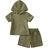 KIMI BEAR Toddler Baby Boy Clothes Summer Outfits Short Sleeve Hooded T Shirt Tops Casual Shorts Set 2Pcs Little Boy Clothes