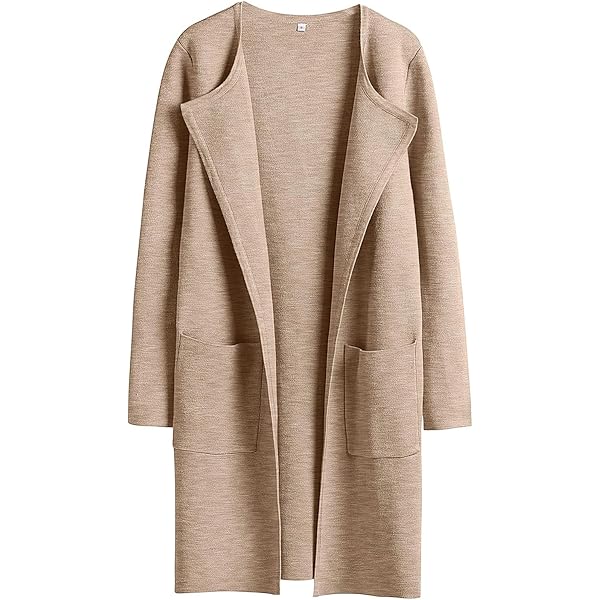 Women's Casual Long Coatigan Sweater,Lapel Open Front Knit Jacket