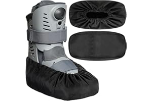 Shyyween 2 Pcs Air Cam Walking Boot Covers for Medical Fracture Cast Boots Shoe Covers for Broken Foot Ankle Recovery Protection Machine Waterproof Rain(Black,Medium)