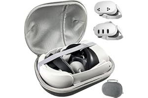 TANREGINAL Carrying Case Compatible with Met-a Quest 3S/Quest 3 Headset，Storage Bag for 0culus Quest 3/3S，Semi-Rigid EVA，Compact Interior，Large Capacity（Holds Quest 3/3S Headset & Controllers & Cable & Charger）