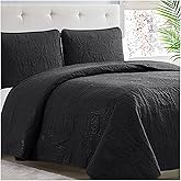 Mellanni Bedspread Coverlet Set Black - Bedding Cover Set - Oversized 3-Piece Quilt Set (King, Black)
