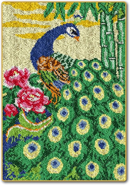 Latch Hook Rug Kit"Peacock in the Garden" 105x75cm Amazon.co.uk Kitchen & Home