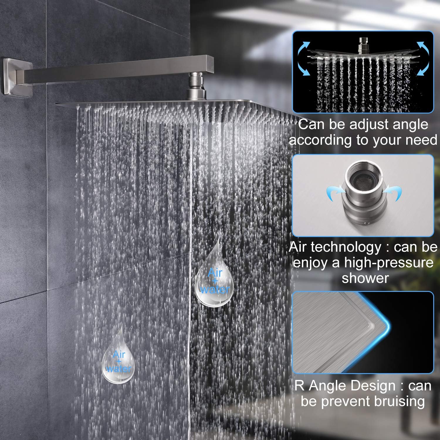 S R SUNRISE Shower System Brushed Nickel Bathroom Shower Valve Kit