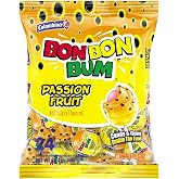 Colombina Bon Bon Bum Passion Fruit Lollipops, Tropical Fruit Hard Candy, Individually Wrapped Candy Pops for Parties, Candy Bowl Refill, Office or Classroom Rewards, 24 Count