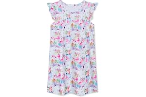 Funnycokid Girls Nightgowns Pajamas Dress 3D Printed Flutter Sleeve Sleepwear Nightdress Nightshirt for 5-12 Years