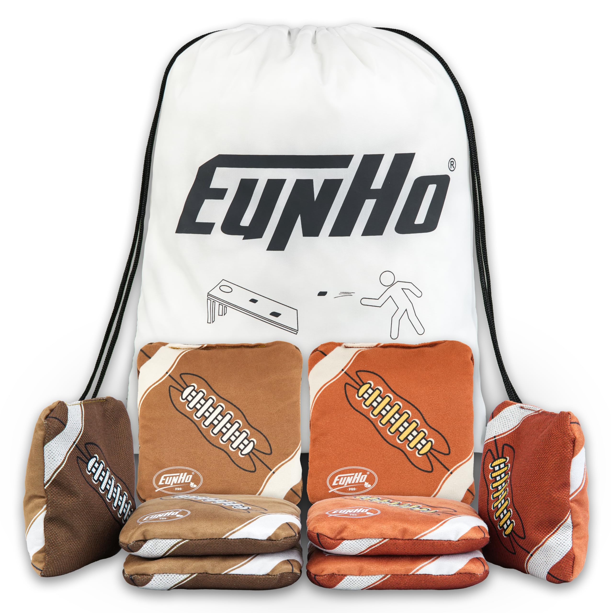 EunHo Dual Sided Cornhole Bags Regulation Set of 8 Professional Cornhole Bean Bags Slick and Stick for Tossing Game-All Weather Image