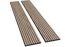 Olanglab Wood Slat Wall Panels, 2-Pack 94.48"x 12.59"x 0.82" Each, Acoustic Wood Wall Panels Sound Absorbing, 3D Wall Panel Wood, Wooden Acoustic Wall Panels (Light Walnut)